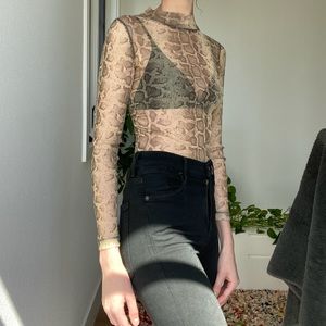 Mesh Snakeskin Patterned Allsaints Long Sleeve Top